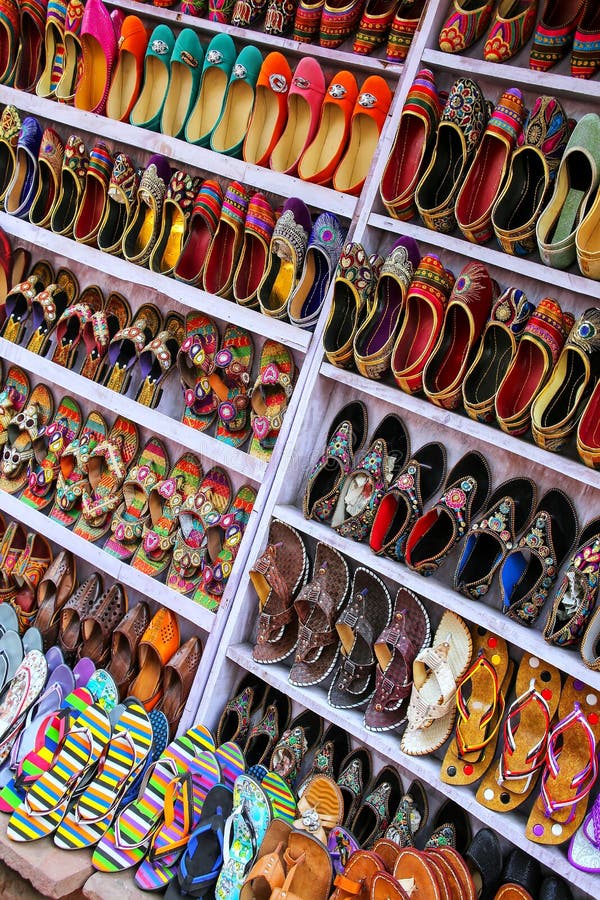 Display of Shoes at the Street Market in Taj Ganj Neighborhood Stock Image  - Image of display, handmade: 113895009