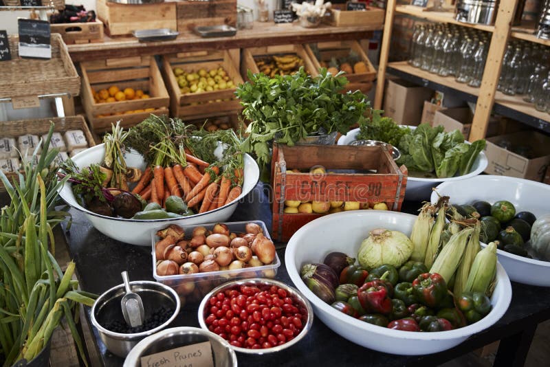 Display of Vegetables in Sustainable Plastic Packaging Free Grocery