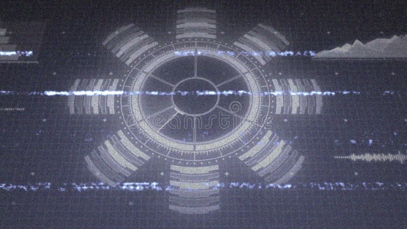 Displaying futuristic animation, digital interface with circular data and fluctuating graphs vector illustration