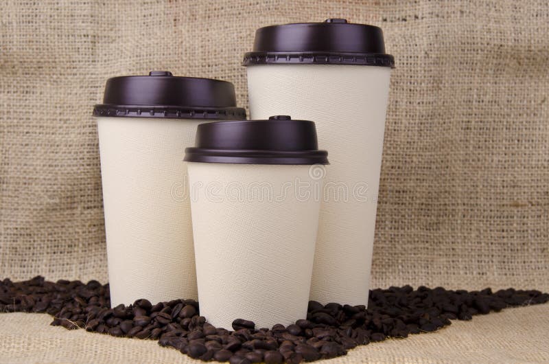 Disposable coffee cups royalty free stock photo