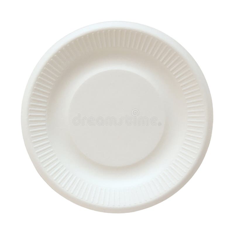 Disposable paper plate isolated on white royalty free stock photo