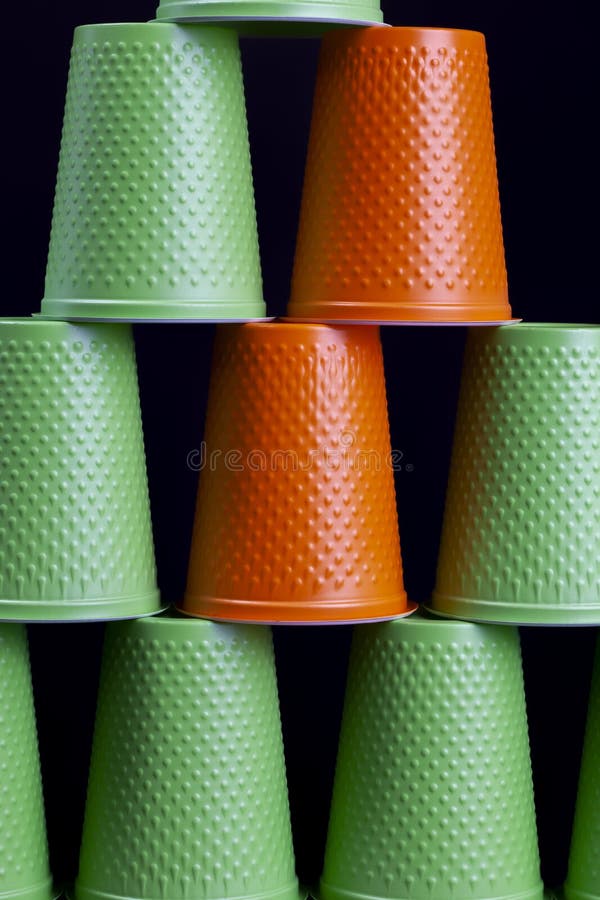 Disposable Plastic Cups of Green Color Stock Image Image of empty