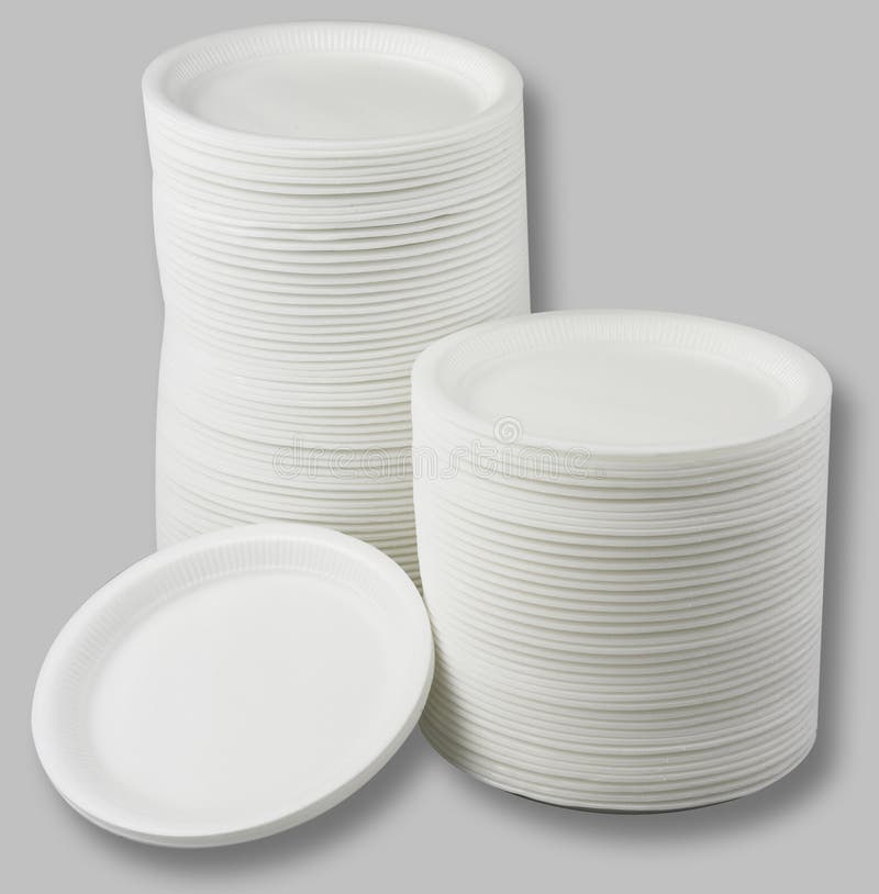 Styrofoam Plates Stock Photo - Download Image Now - Plate, Plastic