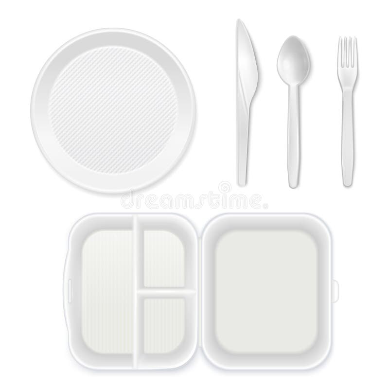 Disposable Tableware Lunchbox Set stock illustration