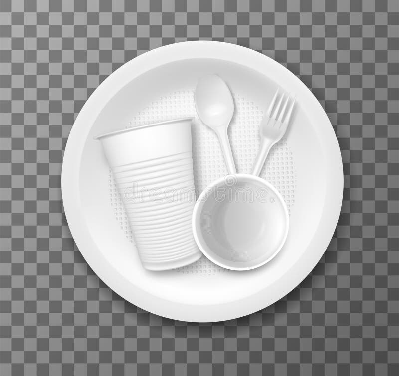 Disposable Tableware Realistic Object vector illustration