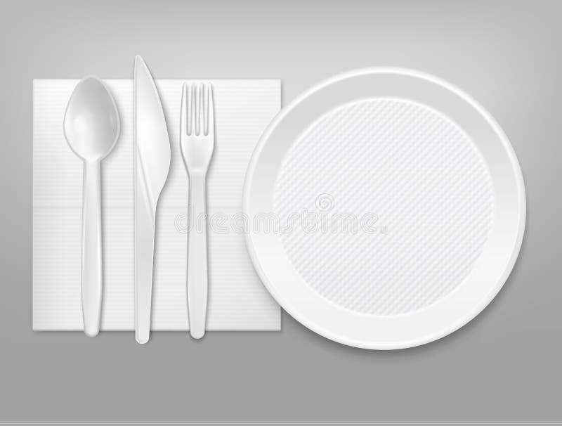 Disposable Tableware Set vector illustration