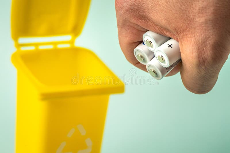 Disposal of Old Batteries, Electrowaste, Concept Stock Photo Image
