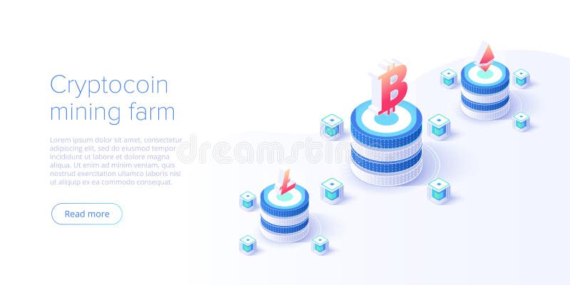 Disposi??o da explora??o agr?cola da minera??o de Cryptocoin Cryptocurrency e ilustra??o isom?trica do vetor do neg?cio da rede d ilustração stock Disposi??o da explora??o agr?cola da minera??o de Cryptocoin Cryptocurrency e ilustra??o isom?trica do vetor do neg?cio da rede d ilustração stock