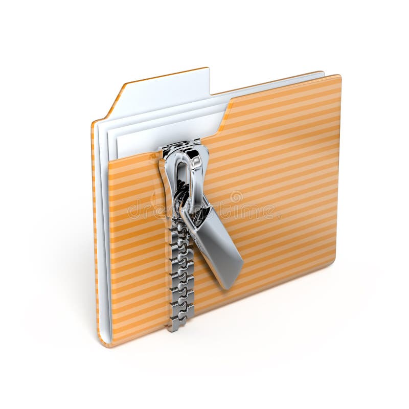 Folder with zipper icon - 3d render. Folder with zipper icon - 3d render