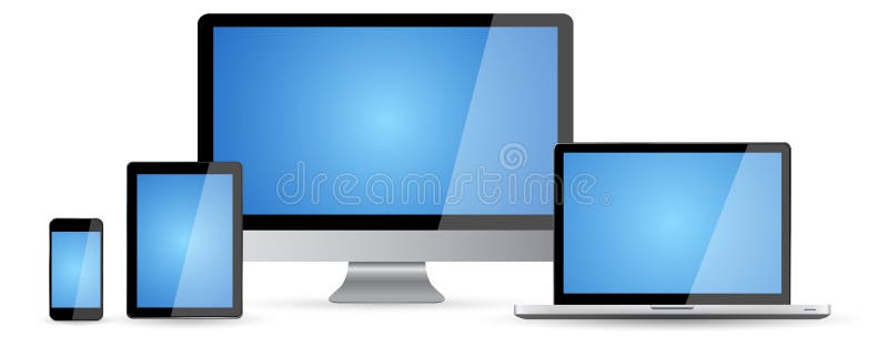 Dispositivo digital moderno da tecnologia da coleção lisa do projeto ilustração royalty free Dispositivo digital moderno da tecnologia da coleção lisa do projeto ilustração royalty free
