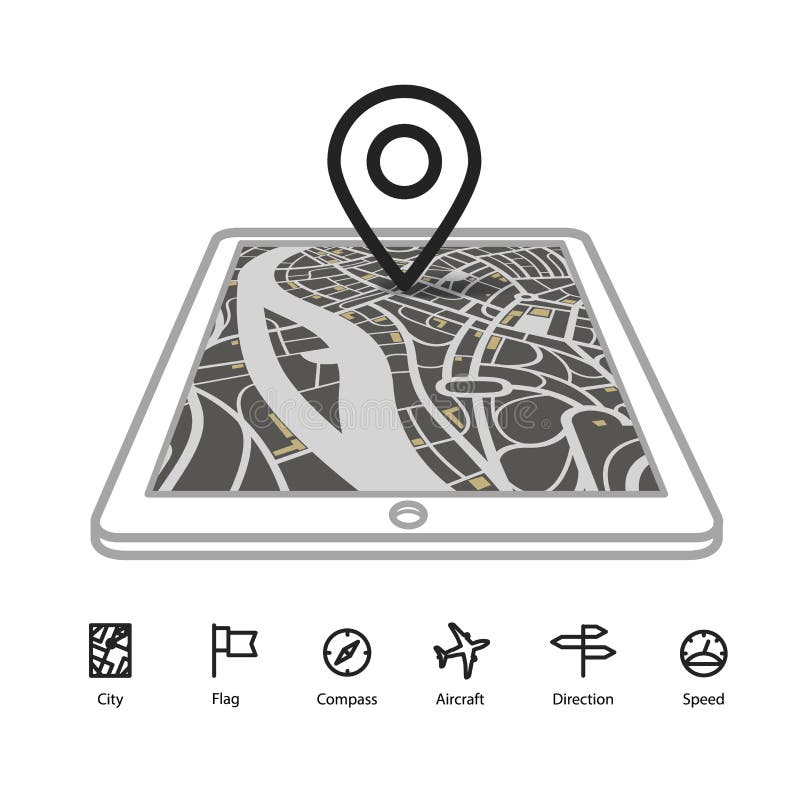 Gadget moderno com mapa da cidade abstrato ilustração do vetor