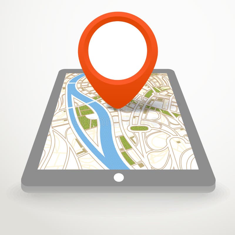 Gadget moderno com mapa da cidade abstrato ilustração stock