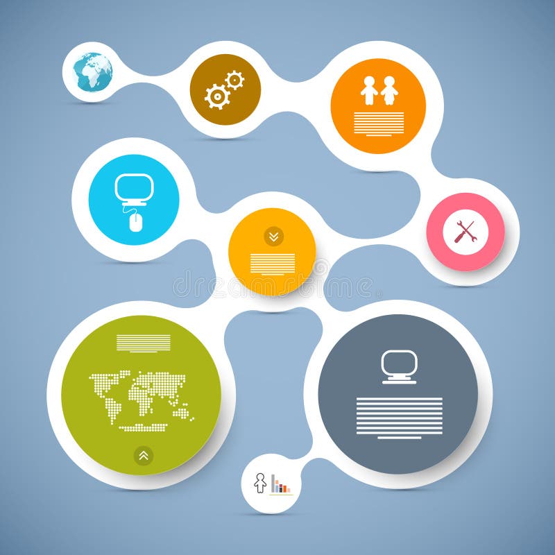 Layout infográfico vetorial em círculo de papel ilustração stock