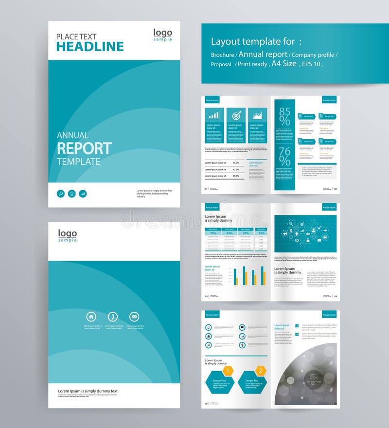Disposição de página para o perfil da empresa, o informe anual, e o molde do folheto