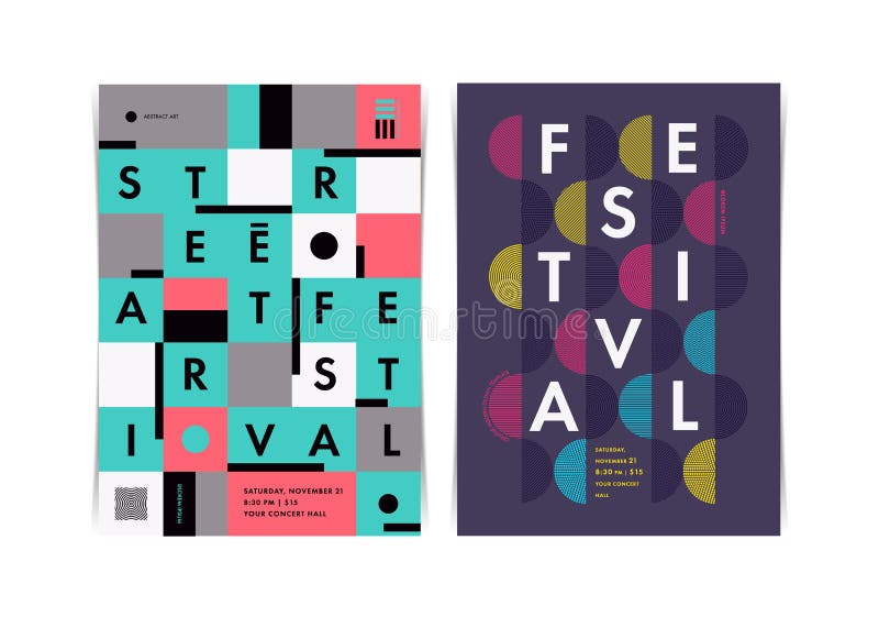 Festival posters layout with Colorful Geometric Elements. Vector illustration. Festival posters layout with Colorful Geometric Elements. Vector illustration.