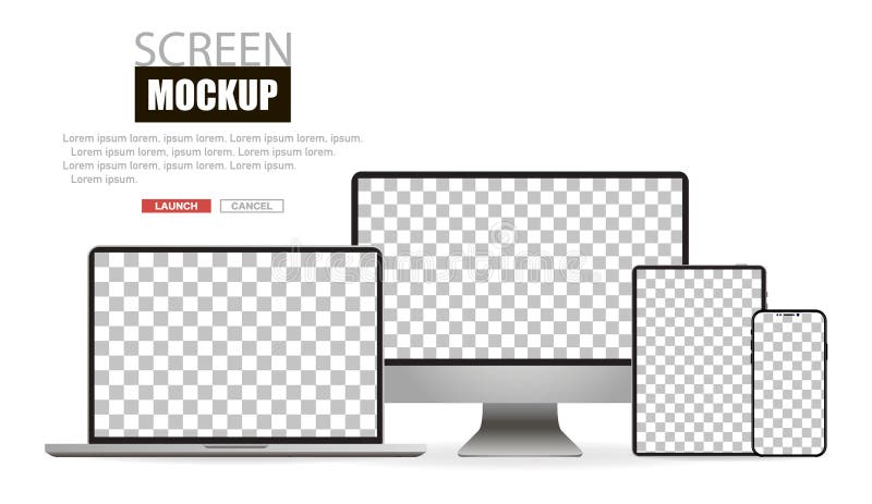 Dispozitiv realist de blocare. set de laptop-uri pentru calculator și telefon. vector stock illustration