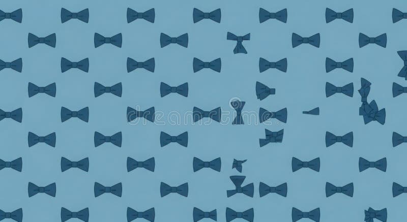 A visually striking image featuring a seamless pattern of blue bow ties on a lighter blue canvas, creating a sophisticated yet playfully chaotic design perfect for various backgrounds or textiles. The pattern includes elements of digital disruption, adding a modern twist. Seamless bow stock images, royalty-free photos and pictures