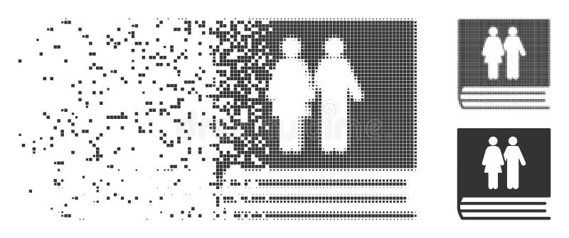 Family Album Damaged Pixel Halftone Icon royalty free illustration