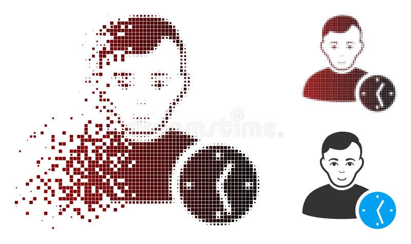 Dissolving Pixel Halftone User Clock Icon vector illustration