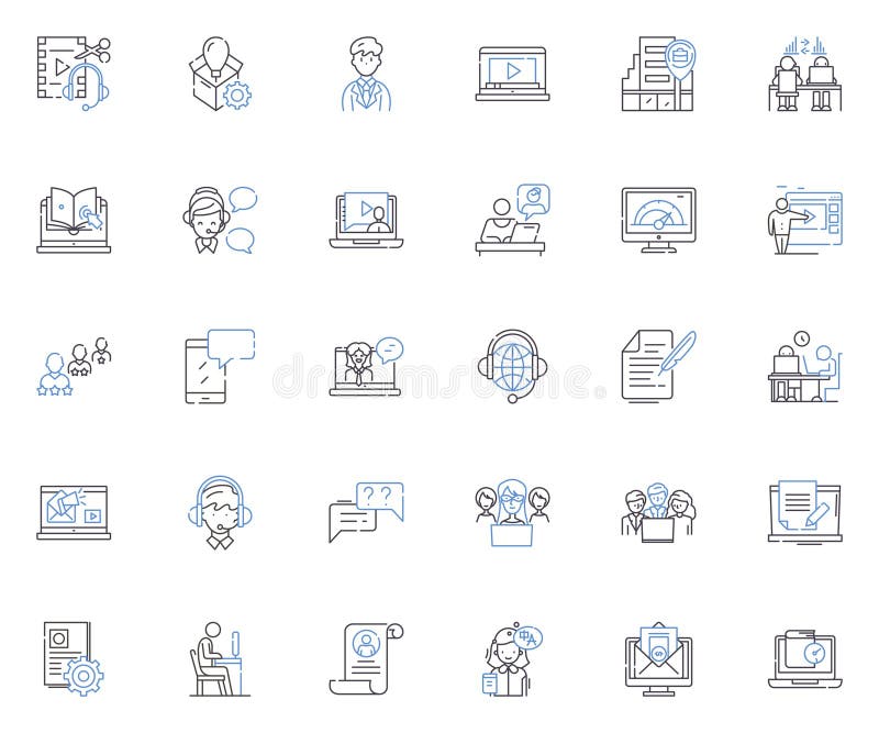 Distance working line icons collection. Flexibility, Remote, Collaboration, Productivity, Connectivity, Efficiency royalty free illustration