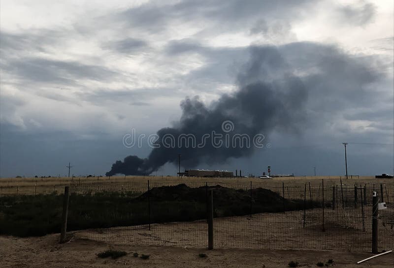 Distant Black Tire Fire Smoke