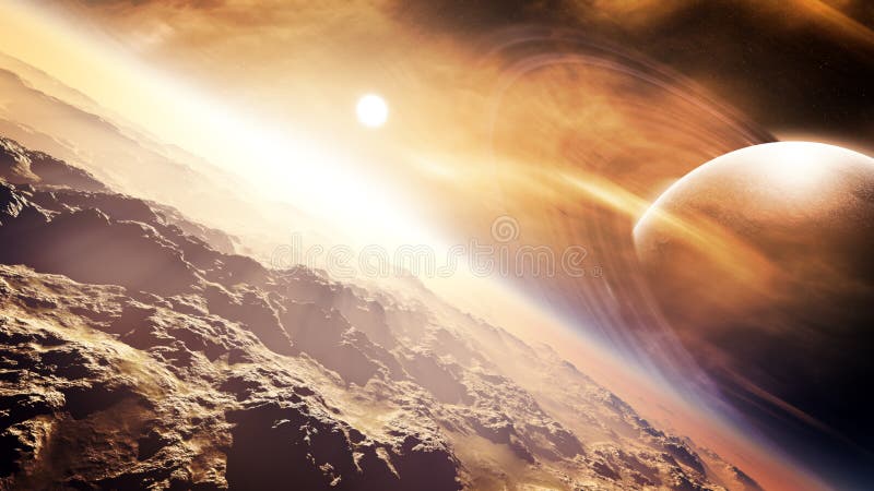 Distant Desert Moon Planet vector illustration