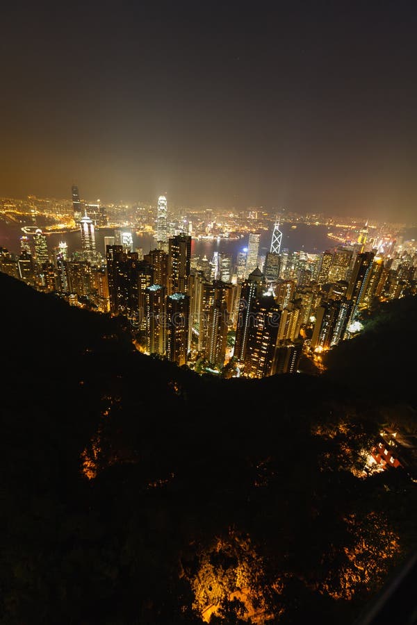 Hong Kong City Skyline at Night from Victoria Peak Stock Photo - Image