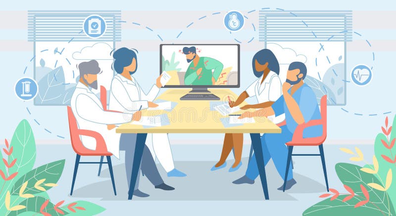 Distant Online Medicine Consultation. Technologies stock illustration Distant Online Medicine Consultation. Technologies stock illustration
