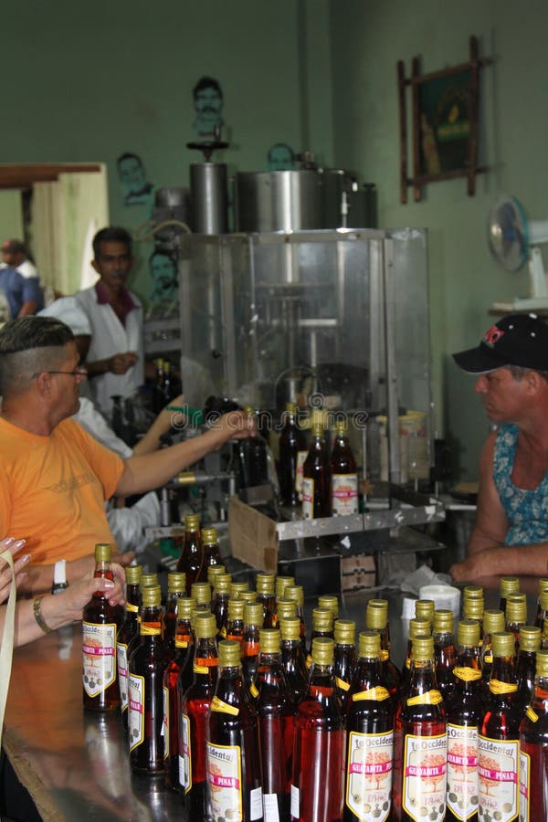 Distillery Bottling of Cuban Rum in Cuba Editorial Photography Image