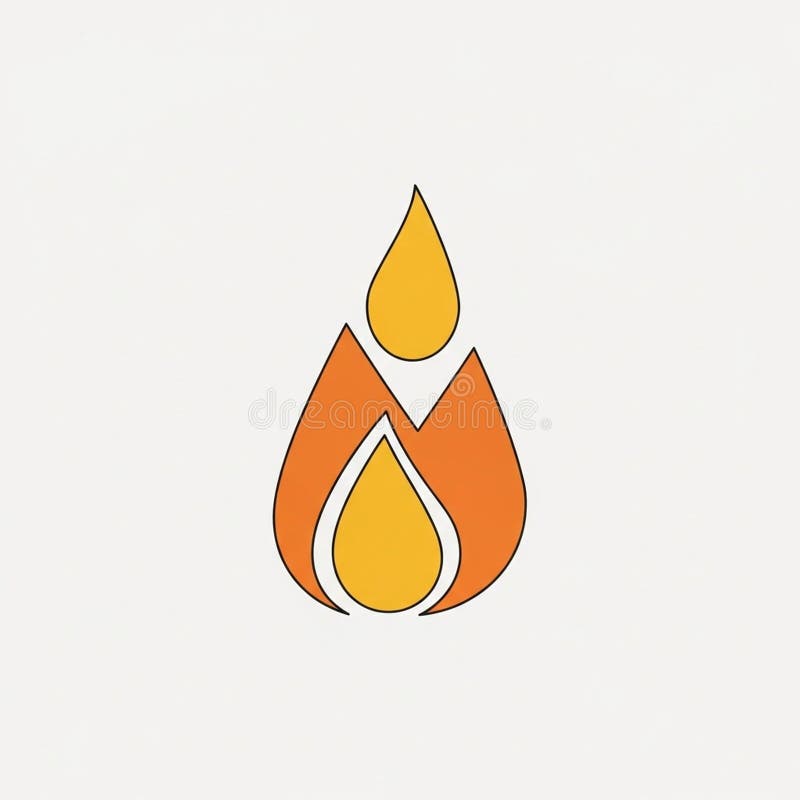 Distinct shapes a large orange flame with a smaller yellow flame stock illustration