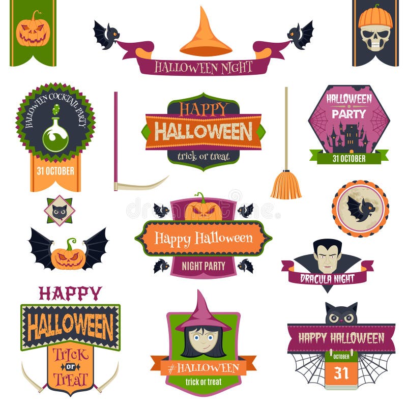 Distintivi ed etichette di Halloween royalty illustrazione gratis Distintivi ed etichette di Halloween royalty illustrazione gratis