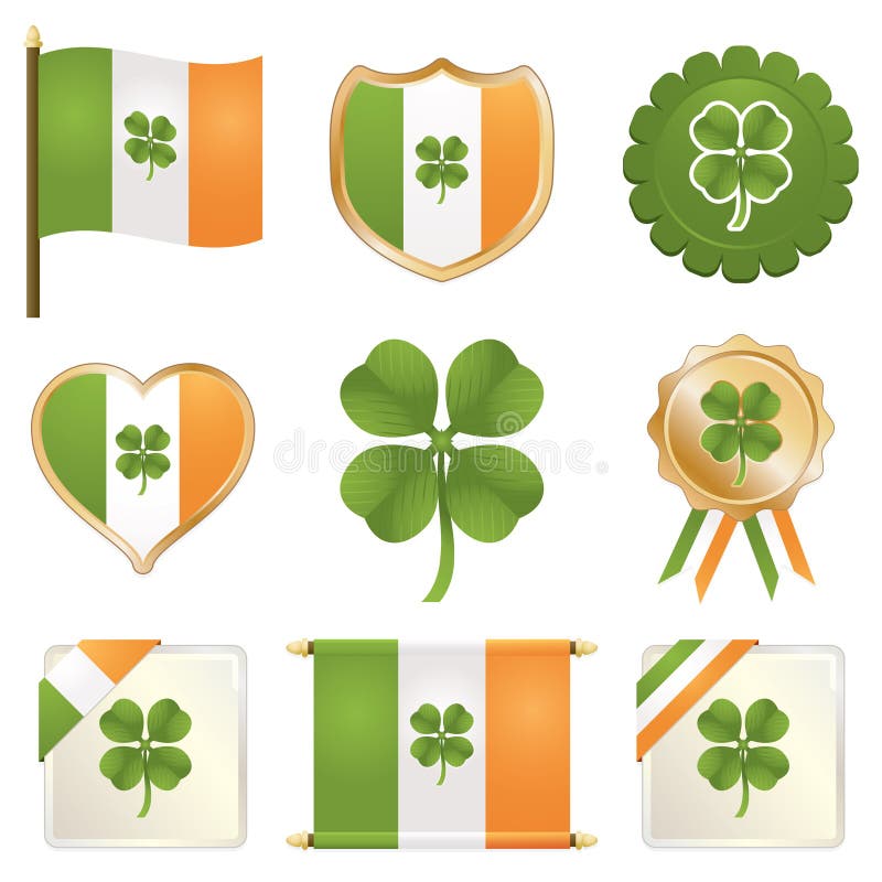 Distintivi irlandesi fortunati illustrazione di stock Distintivi irlandesi fortunati illustrazione di stock