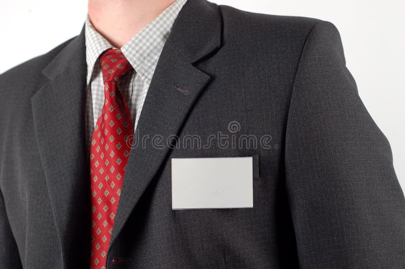 Blank id card on black businessman suit. Blank id card on black businessman suit