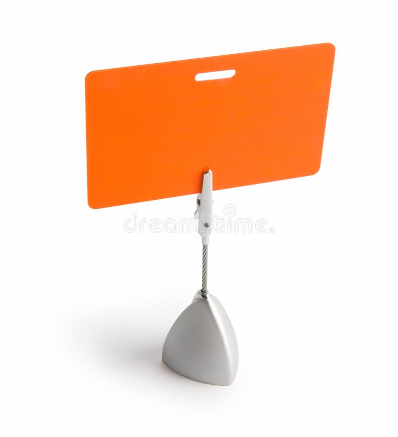 Orange card isolated against white background with the stand. Orange card isolated against white background with the stand