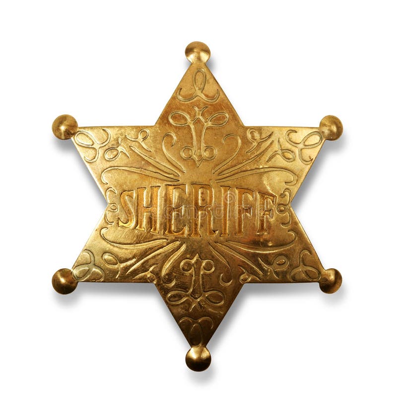 Old sheriff star from the wild west era isolated on white with a carefully drawn clippin path. Old sheriff star from the wild west era isolated on white with a carefully drawn clippin path