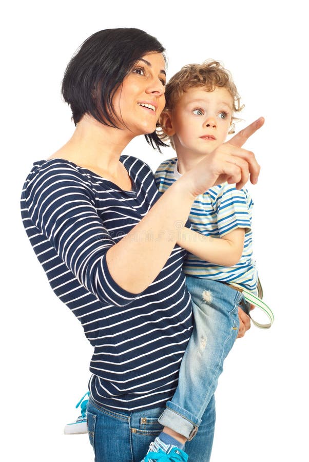Distogliere lo sguardo felice del bambino e della madre fotografie stock libere da diritti