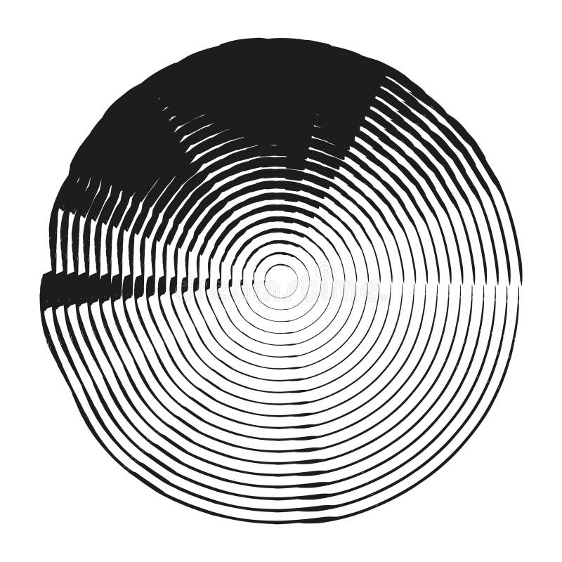 Distorted circle shape. Abstract circular design. Geometric concentric rings. Modern black vector. vector illustration