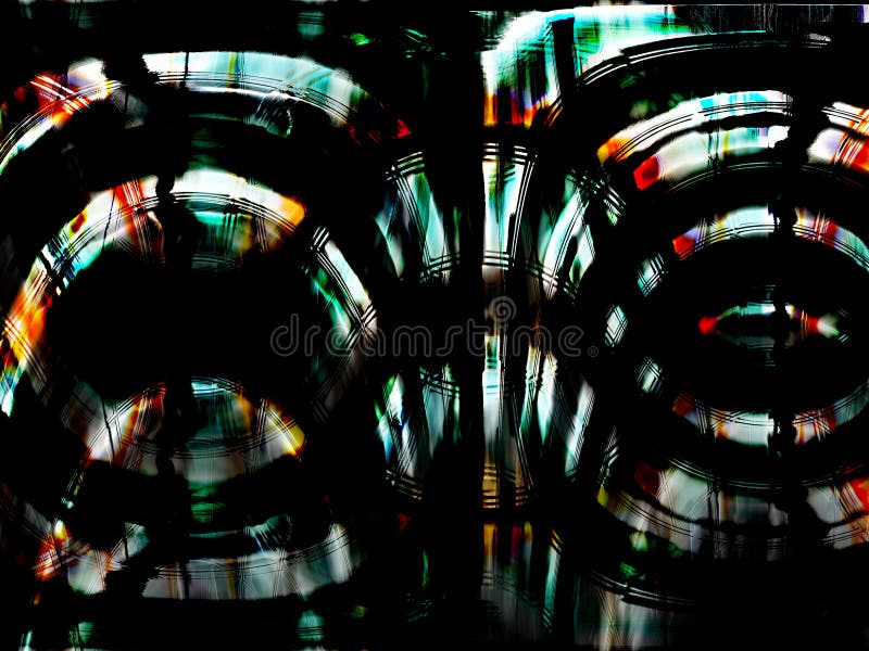 Distorted motion blur lights. Abstract neon lights glowing on the black background.