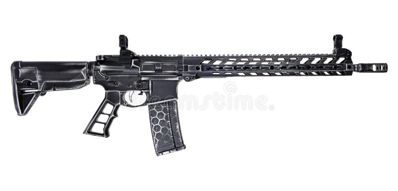 Distressed AR15 with skeletonized pistol grip, 16` barrel, collapsible...