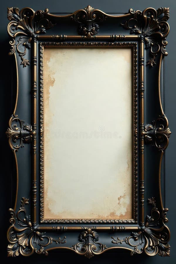 Distressed black frame, subtle gold highlights, worn, distressed, art display royalty free illustration