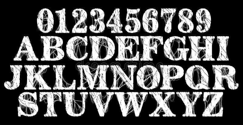 Download Distressed Grunge Font.Vector Numbers And Alphabet. Stock ...