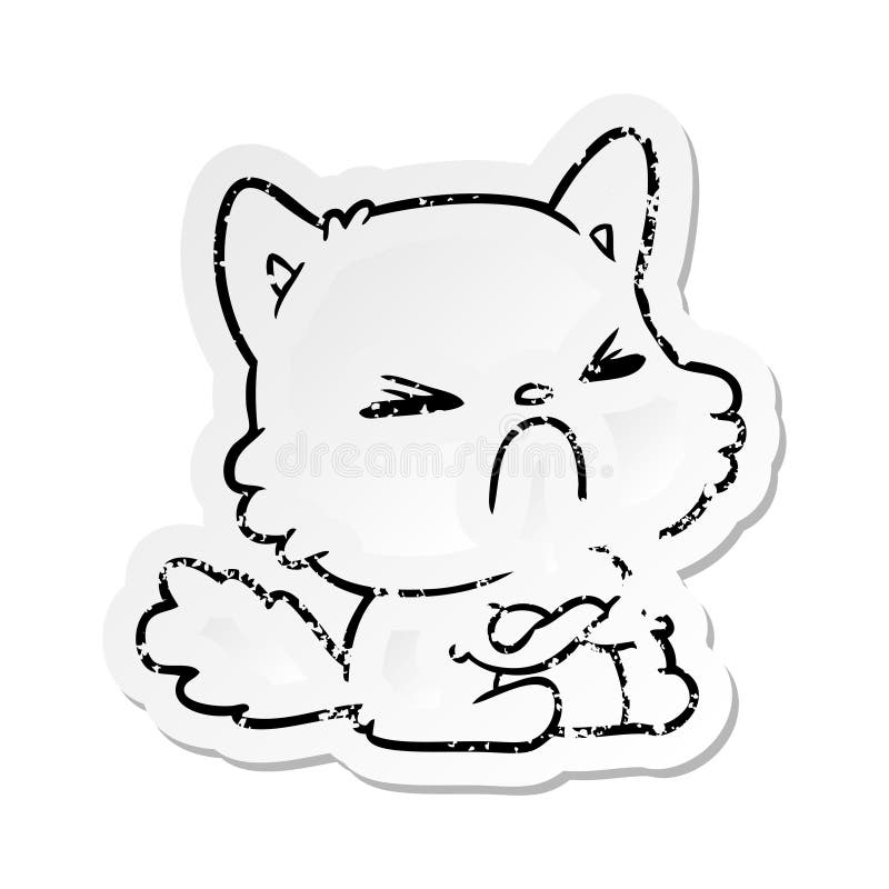 Free: displeased and angry cat character drawn 