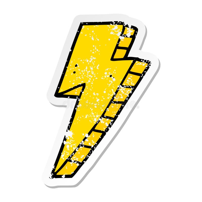 distressed sticker of a cartoon lightning bolt