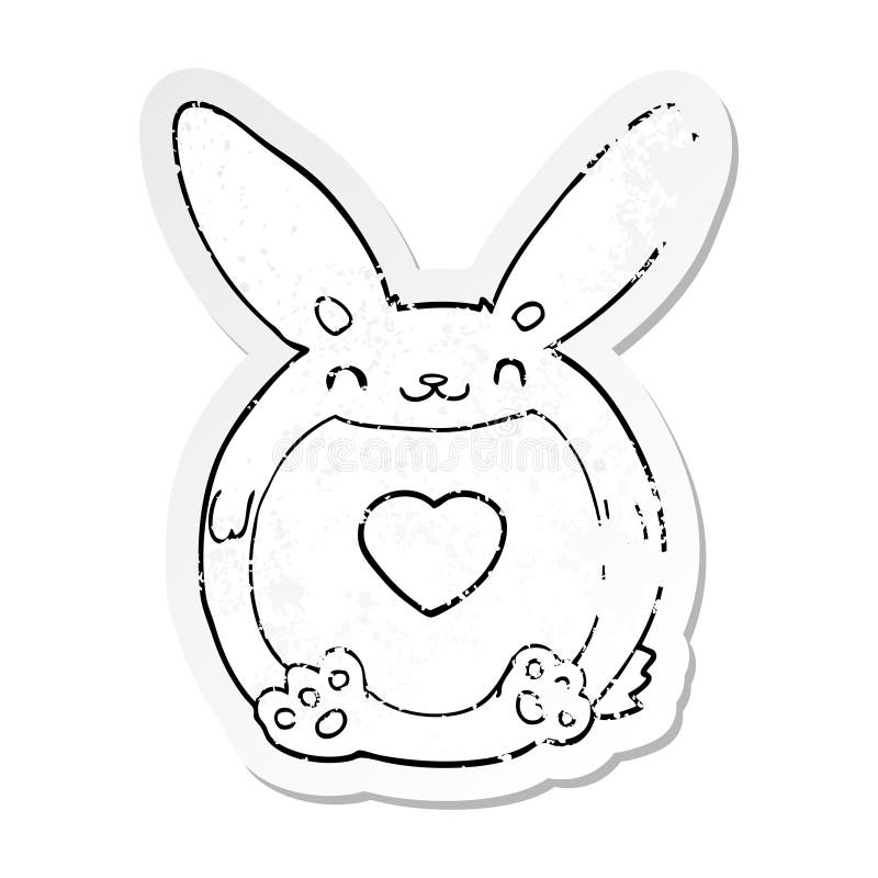 Download Distressed Sticker Of A Cartoon Rabbit With Love Heart ...