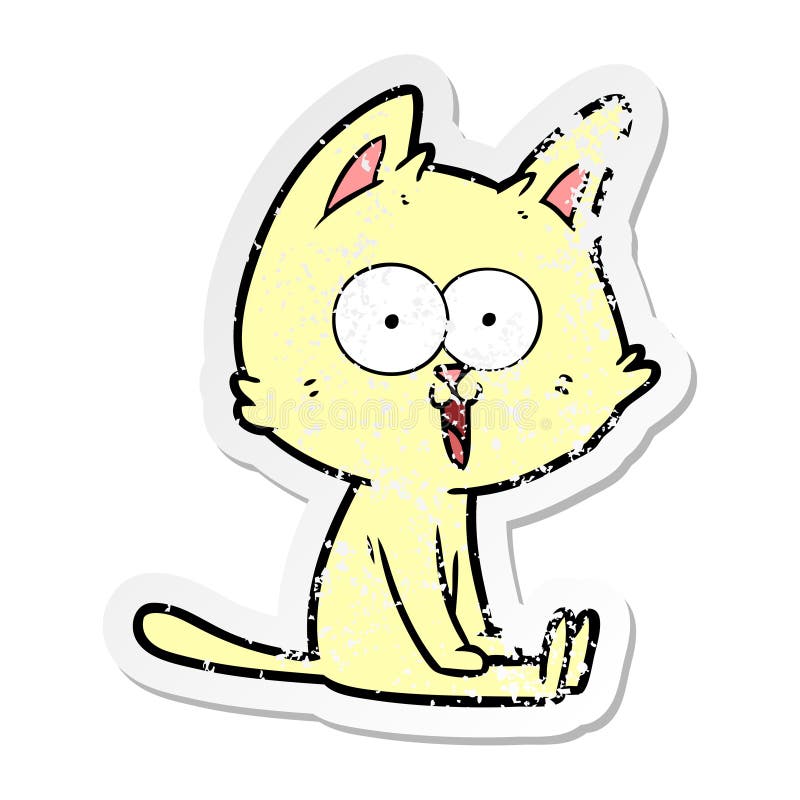 Cat Kitten Animals Pet Cartoon Sticker Distressed Grunge Realistic Torn  Ripped Old Stick Icon Decal Label Drawing Illustration Retro Doodle  Freehand Free Hand Drawn Quirky Art Artwork Funny Character Stock  Illustrations –