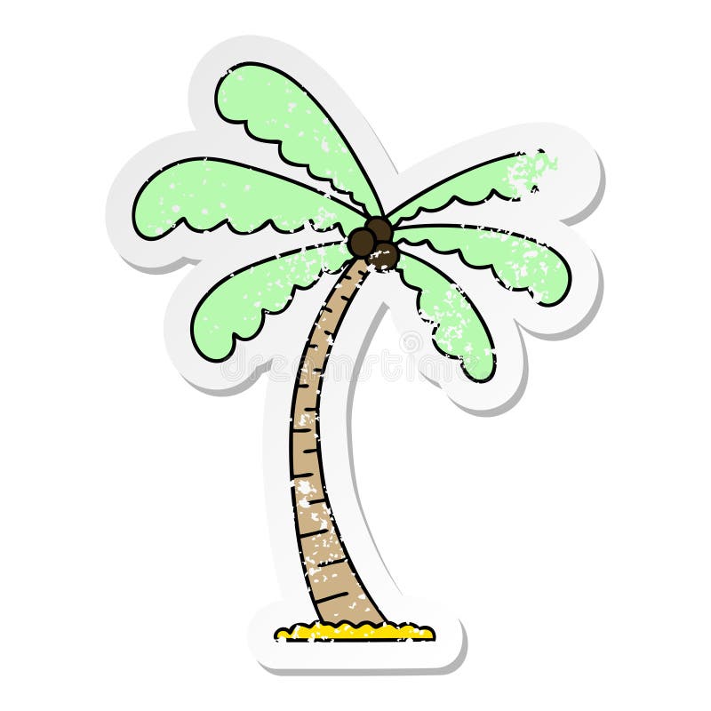 distressed sticker of a quirky hand drawn cartoon palm tree