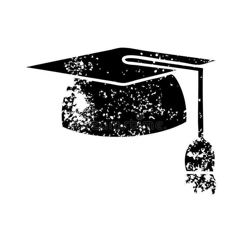 distressed symbol of a graduation hat