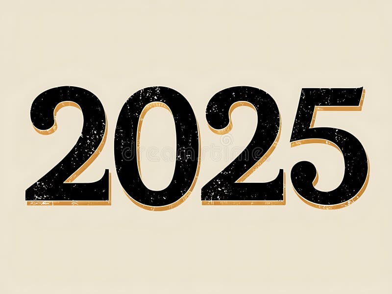 Distressed Text Design Showing The Year Two Thousand Twenty Five stock illustration