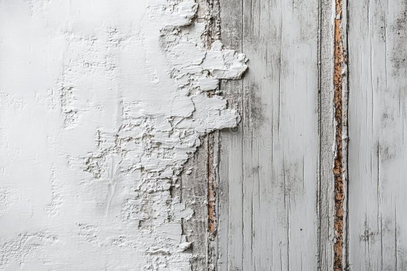 Distressed Wall Surface with Textured Whites and Grays, Rustic Wood Backdrop, and Modern Grunge royalty free stock photography