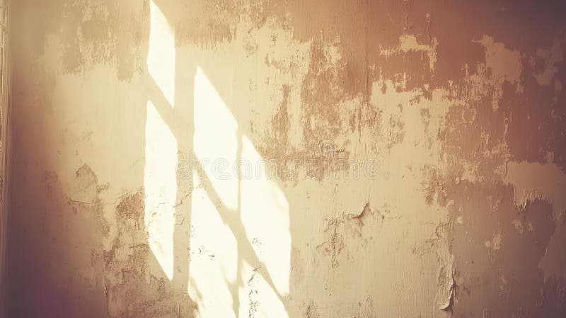 Distressed Wall Texture Light and Shadow on Peeling Paint Vintage Aesthetic stock photography